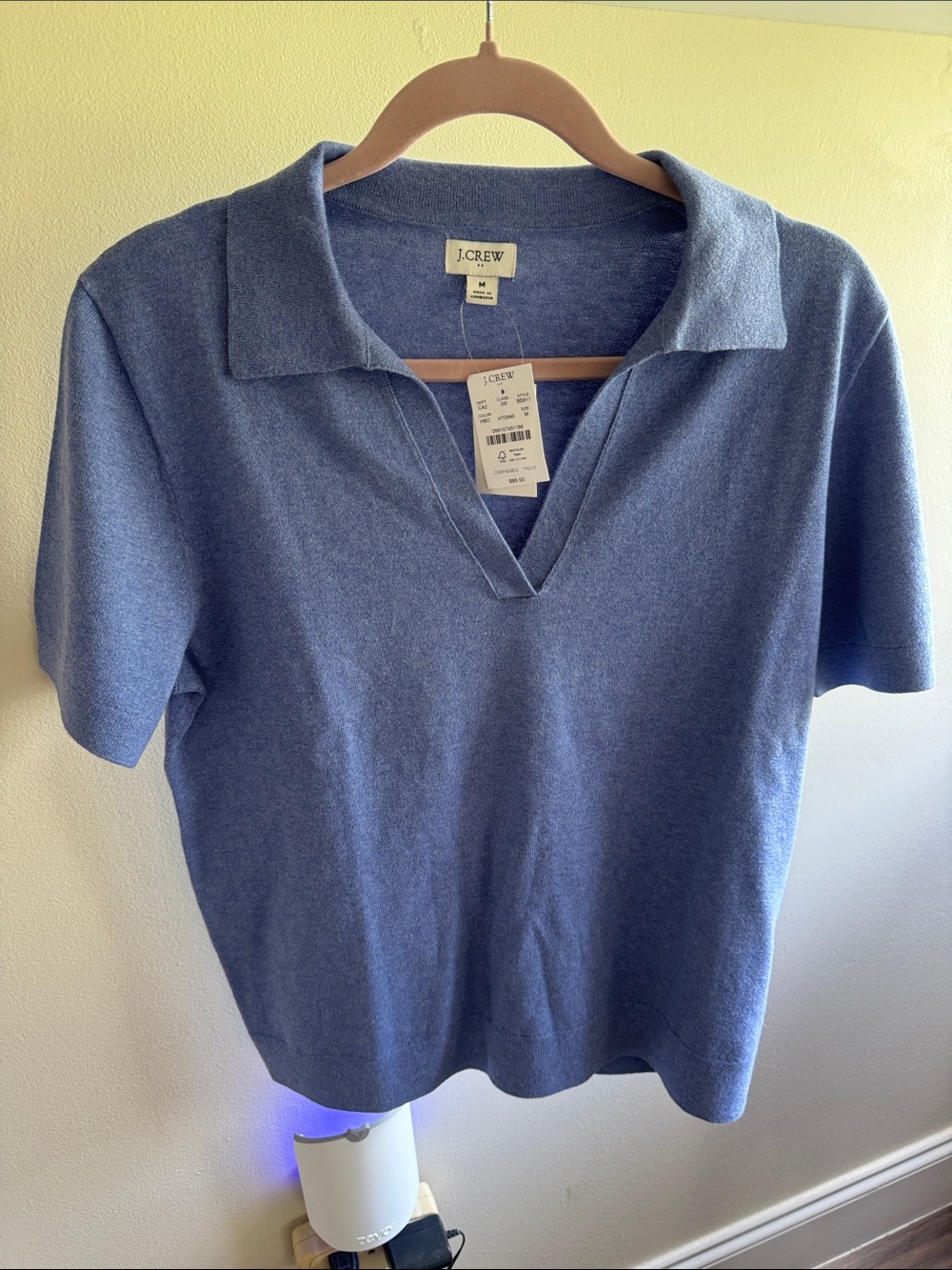 J. Crew Light Blue V-Neck Polo Short Sleeve Sweater , New size M